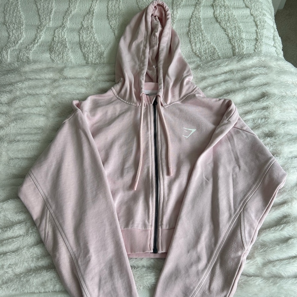 Gymshark pink cropped zip-up hoodie